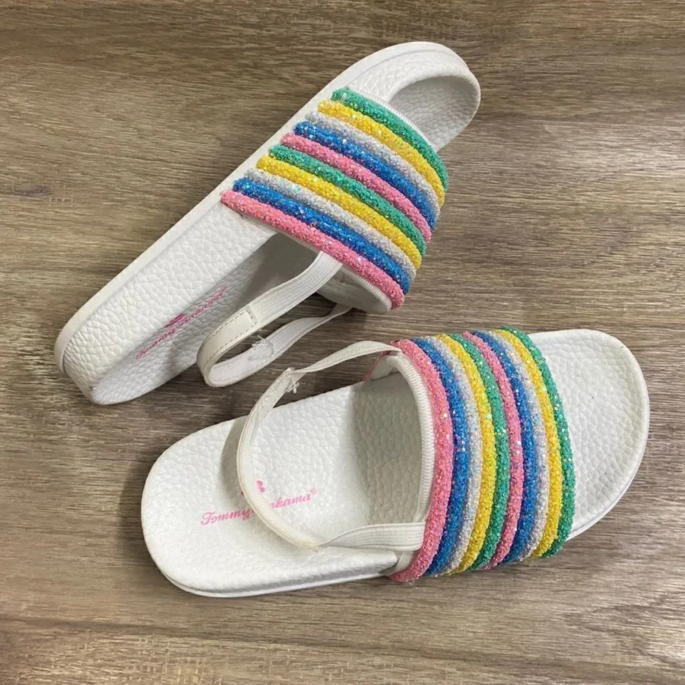 Tommy Bahama Rainbow Glitter Slides